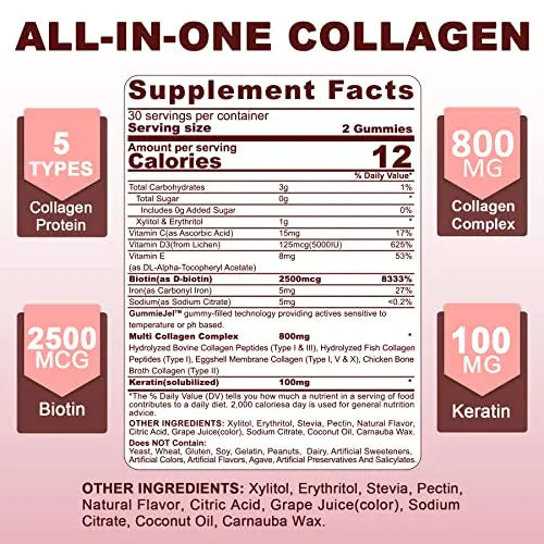 Sugar Free Hydrolyzed Collagen Gummies 800mg Kroo Au supplements