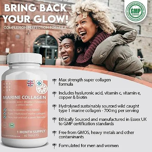 Hydrolysed Marine Collagen 700mg with Hyaluronic Acid, Vitamin C, Vitamin E, Copper & Biotin G R O U N D E D COFFEE SCRUB Au supplements