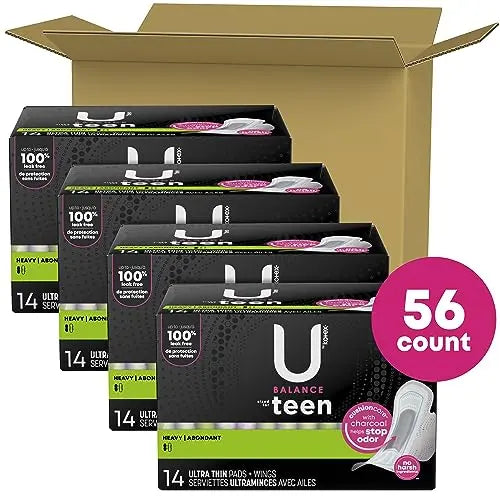 U by Kotex Balance Sized for Teens Ultra Thin Pads with Wings, Heavy Absorbency, 56 Count U by Kotex Au supplements
