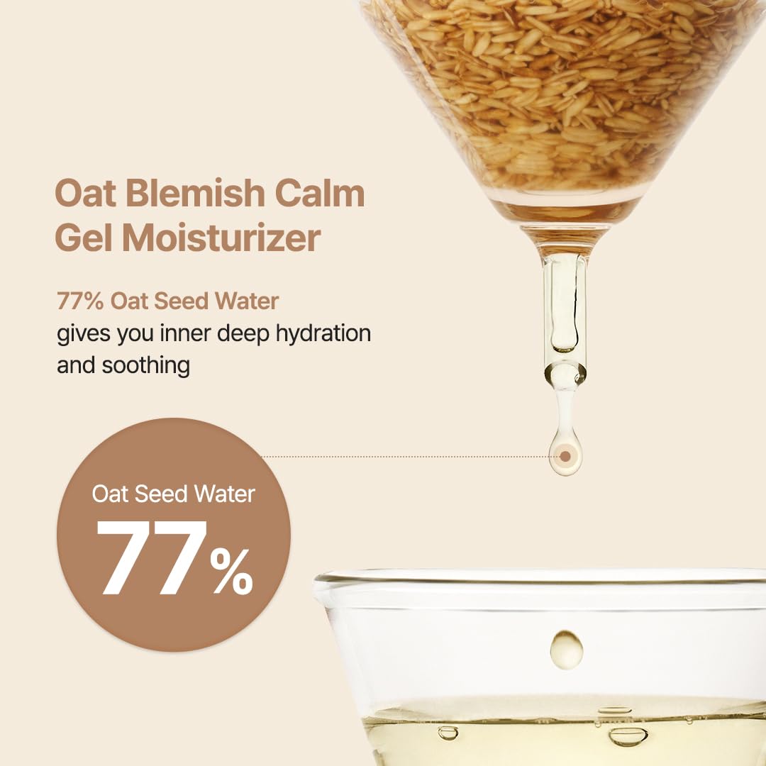 PURITO Oat In Calming Gel Cream, Non-Comedogenic, 77% Oat Seed Water Lightweight Water-Gel Face Moisturizer