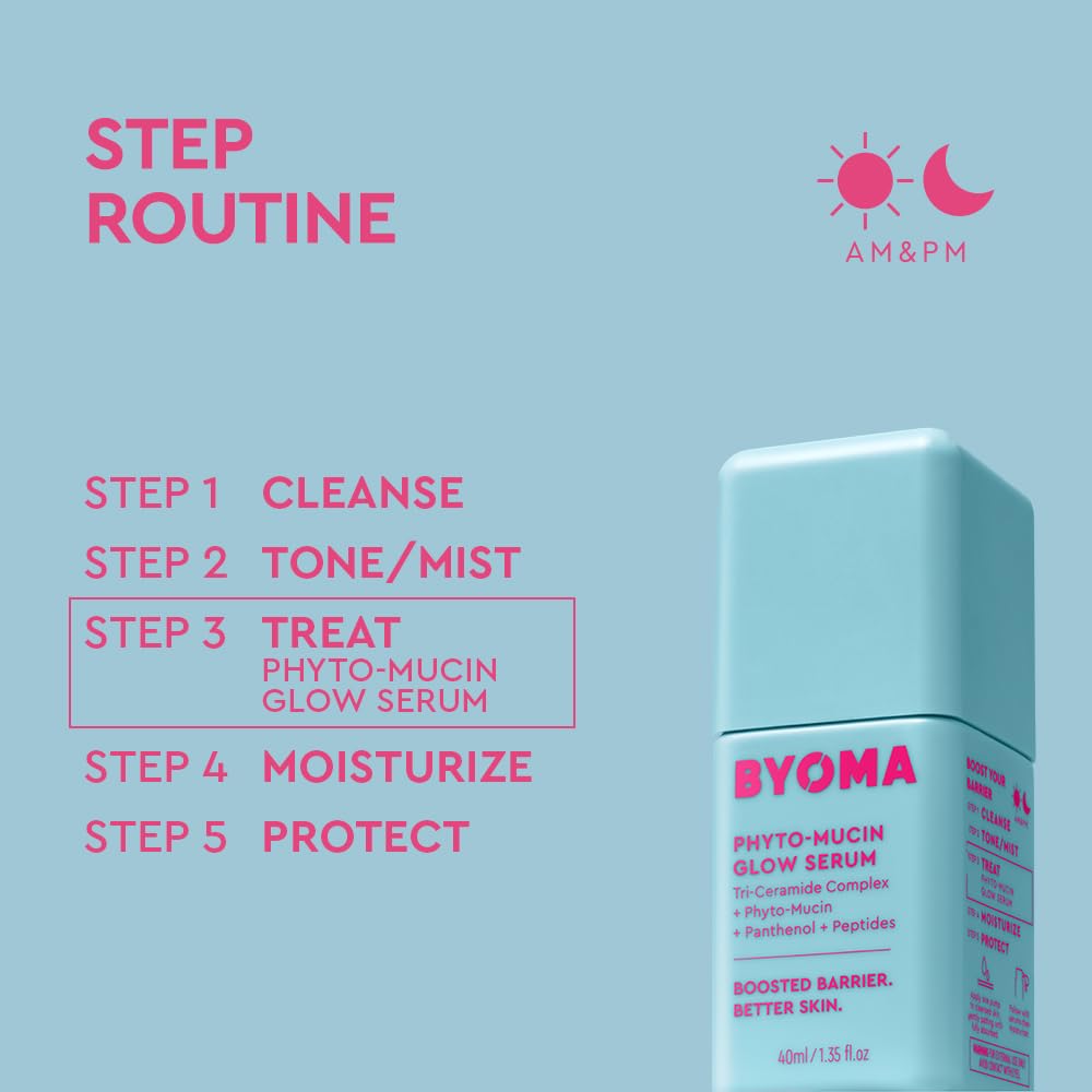 BYOMA Phyto-Mucin Glow Serum - Mucin Face Serum for Glass Skin - Plumps, Primes