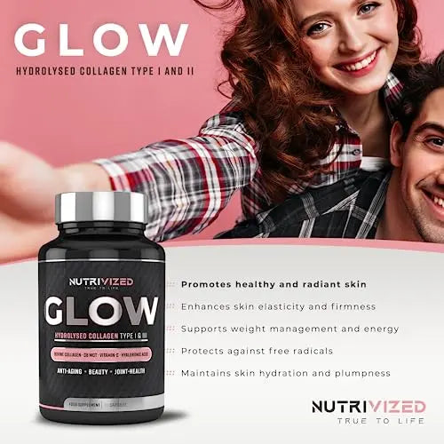 Nutrivized Glow Hydrolysed Type 1&3 Collagen with Premium Pure C8 MCT Oil - Vitamin C & Hyaluronic Acid Nutrivized Au supplements