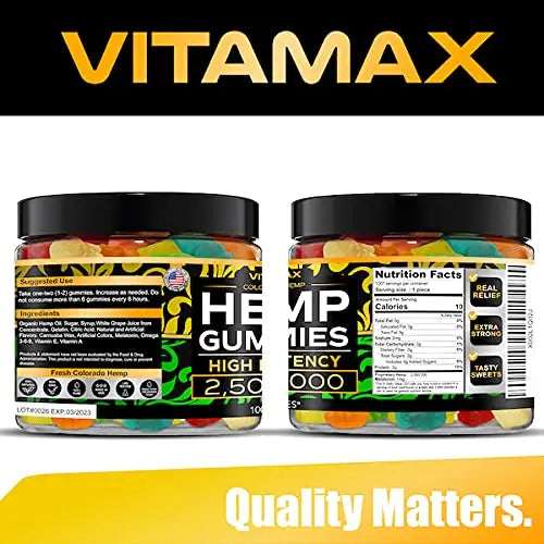 Vitamax Hemp Gummies - Great for Peace & Relaxation - 2,500,000 - Natural Fruit Flavors Vitamax Au supplements