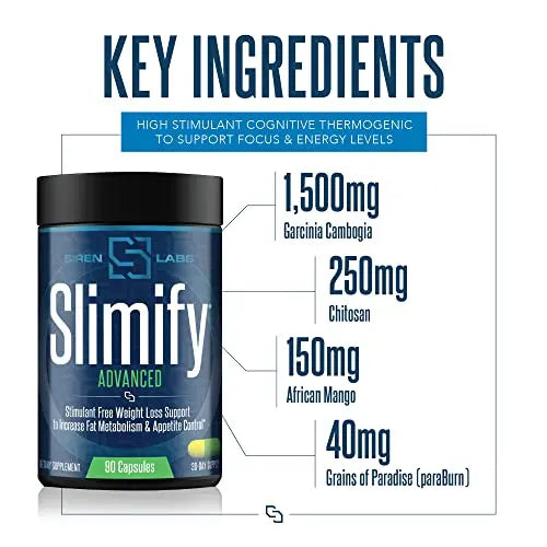 Siren Labs Slimify Advanced Fat Burner for Weight Loss - Garcinia Cambogia, African Mango SIRENLABS Au supplements