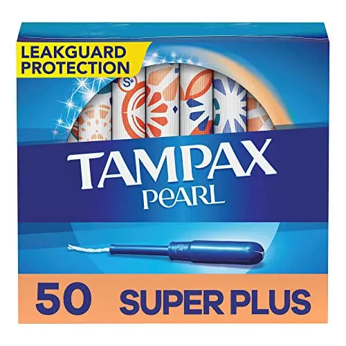 Tampax Pearl Tampons Super Plus Absorbency, with Leakguard Braid, Unscented, 50 Count Tampax Au supplements