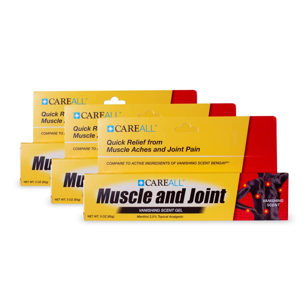 CareAll Muscle & Joint Vanishing Scent Gel, 3.0 oz. (3 Pack), Non-Greasy, Pain Relief Gel for Muscle, Back and Minor Arthritis, Topical Analgesic, 2.5% Menthol CareAll Au supplements
