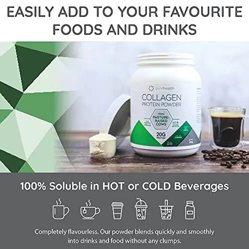 Pure Health Unflavored Collagen Powder Supplement 454g | 20g of Protein Per Serving Pure Health Au supplements