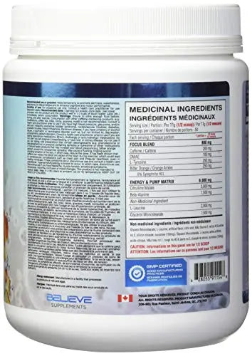 BELIEVE Pump Addict Ultimate Pre-Workout and Energy Formula Sour Peach, 550 g Believe Au supplements