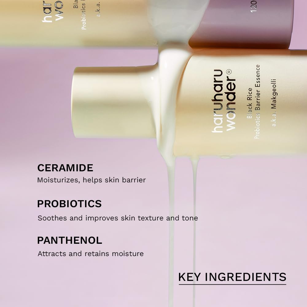 haruharu Wonder Black Rice Probiotics Barrier Essence, Skin Flooding & Layering, Strengthens Skin Barrier
