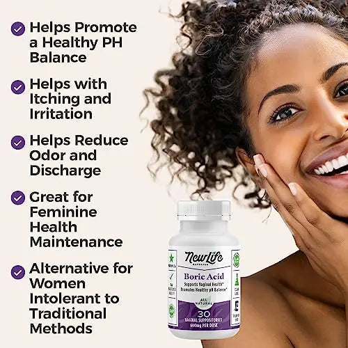 NewLife Naturals Boric Acid Suppositories for Women - 600mg NewLife Naturals Au supplements