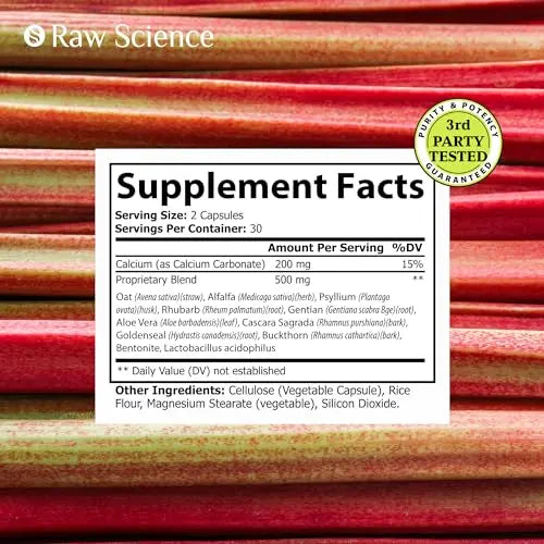 Colon Cleanse - Detox, Digestive Health, Psyllium Husk, Aloe Vera, Bentonite Clay, Acidophilus Probiotic S RAW SCIENCE Au supplements