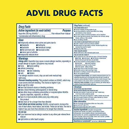 Advil Pain Reliever and Fever Reducer, Ibuprofen 200mg for Pain Relief - 300 Count, Advil PM Pain Reliever and Nighttime Sleep Aid, Ibuprofen for Pain Relief and Diphenhydramine Citrate - 2 Count Advil Au supplements
