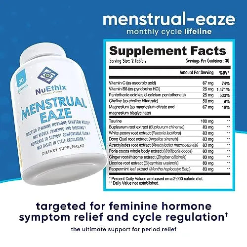 NuEthix Formulations Menstrual Eaze Dietary Supplement, Targeted Feminine Hormone Symptom Relief NuEthix Formulations Au supplements