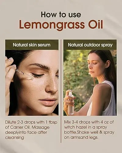 NATURE HUE Lemongrass Essential Oil - 10 mL (1/3 oz) - Pure, Natural, Therapeutic Grade NATURE HUE Au supplements