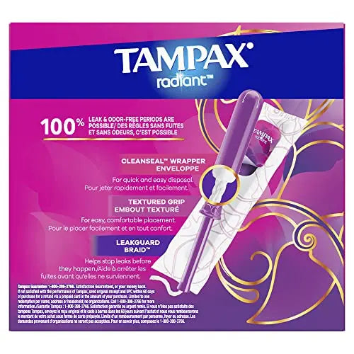 Tampax Radiant Tampons 42 R 2.7X 3/4/ 42ct, Pink and Blue Tampax Au supplements