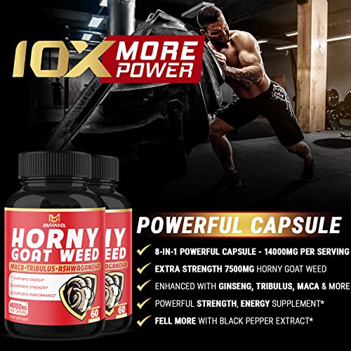 BMVINVOL (2 Packs) Horny Goat Weed Capsules, 14000mg Herbal Equivale BMVINVOL Au supplements