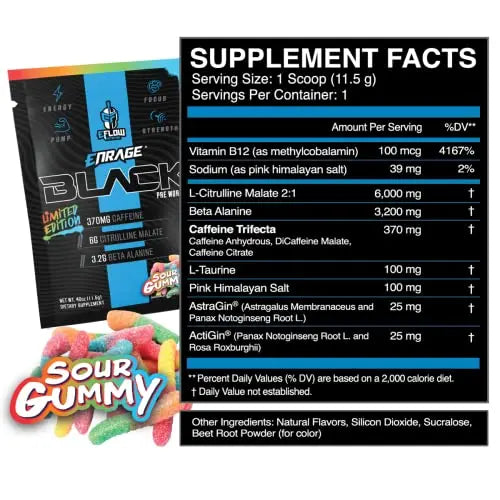 eFlow Nutrition ENRAGE Black Preworkout Sample Packs - Travel Packs - High Stim Energy eFlow Nutrition Au supplements