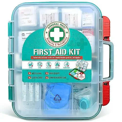 General Medi 420 Pieces Professional First Aid Kit - HardCase First Aid Box - Contains General Medi Au supplements