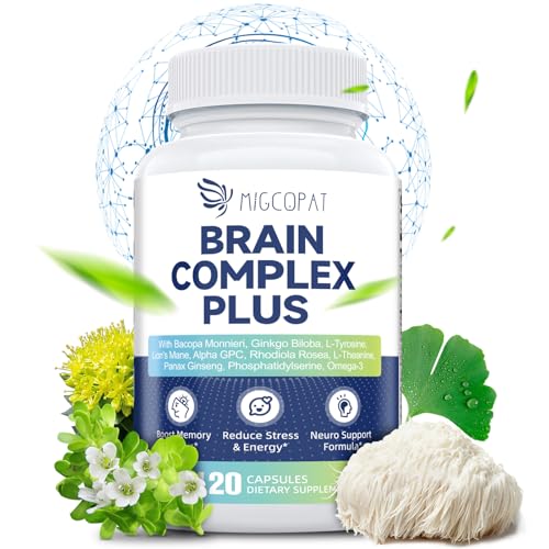 Brain Supplements for Memory and Focus | Nootropic with Bacopa Monnieri, Lion's Mane, Alpha GPC, Ginkgo Biloba | Mental Clarity & Cognitive Support | Vitamin B6 & B12 Neuro Health - Non-GMO, 120 Caps Migcopat Au supplements