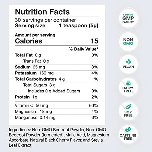 HumanN SuperBeets - Beet Root Powder - Nitric Oxide Boost for Blood Pressure, Circulation & Heart Health Support - Non-GMO Superfood Supplement - Natural Black Cherry Flavor, 30 Servings humanN Au supplements
