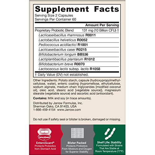 Jarrow Formulas Jarro Dophilus Probiotics 10 Billion CFU - Probiotic Supplement Capsules for Digestive Health & Gut Health for Women and Men