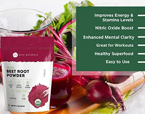 Kate Naturals Beet Root Powder for Baking & Smoothies (8oz) USDA Organic Beetroot Powder Kate Naturals Au supplements