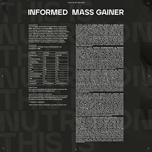 Bulk Informed Mass, Mass Gainer, Whey Protein Shake, Double Chocolate, 3 kg, Packaging May Vary Bulk Au supplements