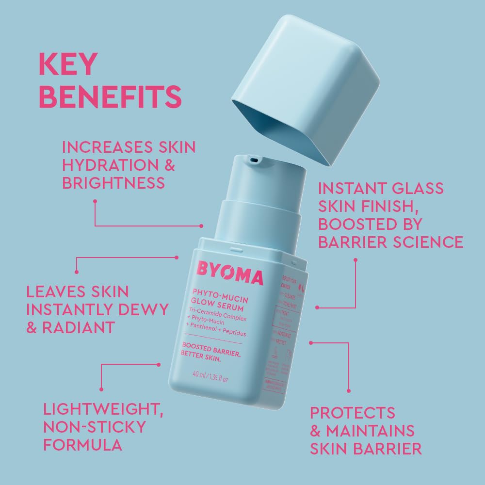 BYOMA Phyto-Mucin Glow Serum - Mucin Face Serum for Glass Skin - Plumps, Primes