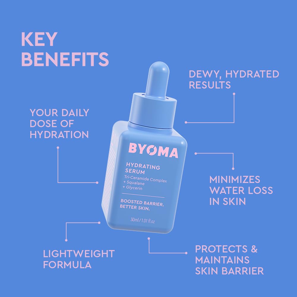 BYOMA Hydrating Serum - Moisturizing Facial Serum with Squalane, Glycerin & Ceramides