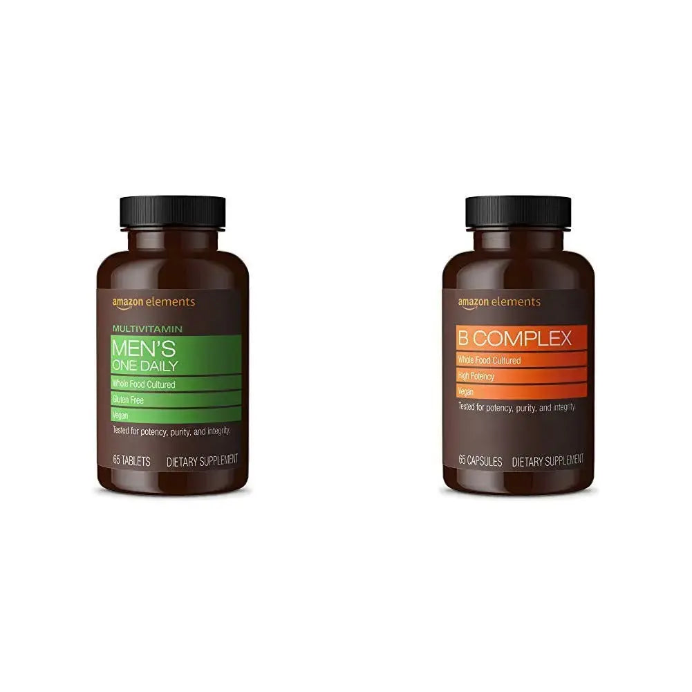 Amazon Elements Men's One Daily Multivitamin (65 Tablets) and Amazon Elements B Complex (65 Capsules) Amazon Elements Au supplements