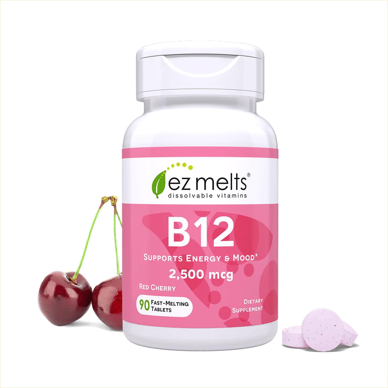 EZ Melts Dissolvable B12 2,500 mcg - Vitamin B12 for Energy & Immune Support - Non-GMO, Vegan & Gluten-Free