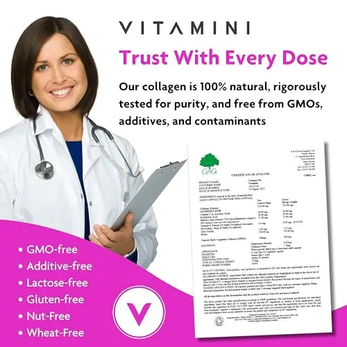 Premium Collagen Supplements for Women - High Strength Marine Collagen with Hyaluronic Acid, Biotin, Vitamin C & E V Vitamini Au supplements