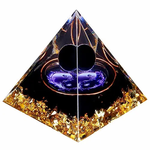 Yin Yang Healing Crystal Orgonite Pyramid - Tai Chi with Obsidian Ball - Taiji Reiki Chakra Meditation FENGSHUI-CAISHEN Au supplements