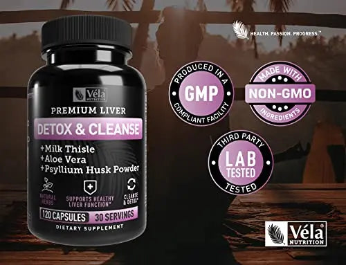 Véla Colon Cleanse & Liver Detox Formula Cleanse - 22 Herbs with Milk Thistle, Turmeric Véla Au supplements