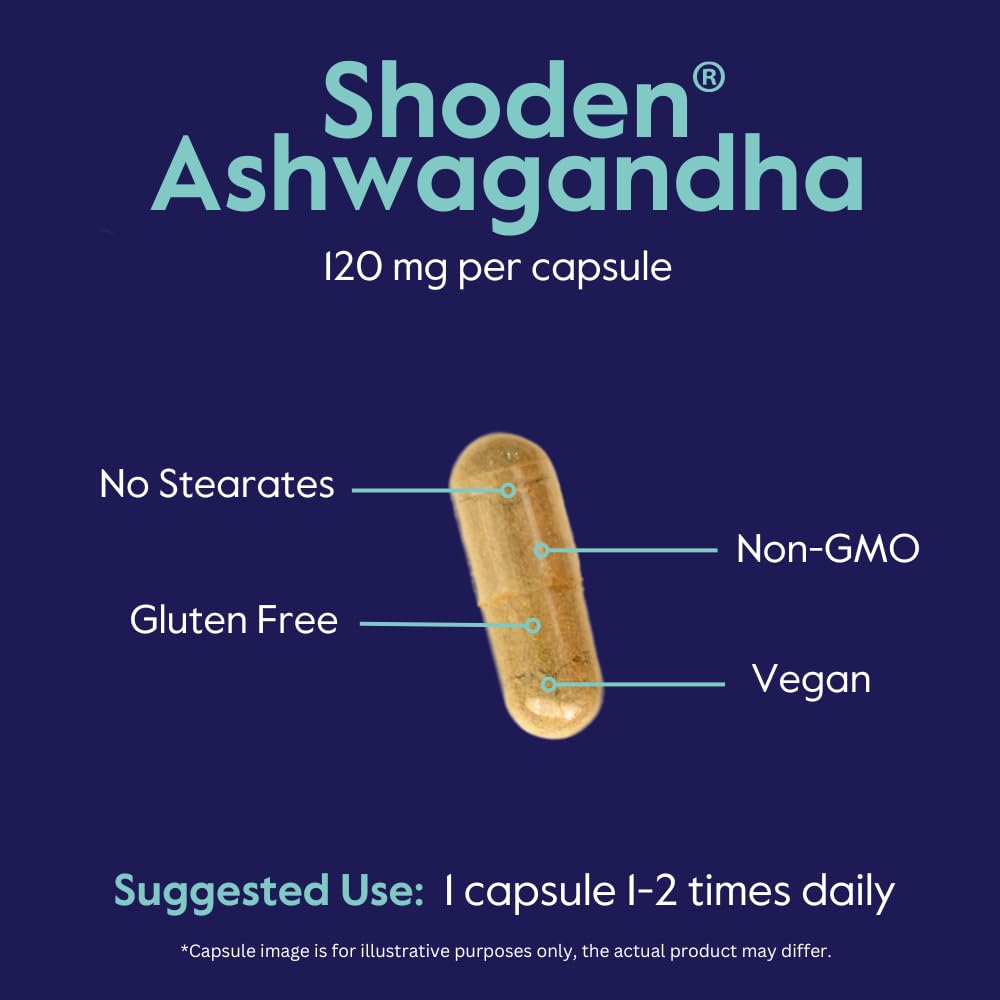 BESTVITE Advanced Ashwagandha 120mg w/Shoden (120 Vegetarian Capsules) - Clinically Studied Containing Industry Leading 35% Withanolide Glycosides - No Stearates - Vegan - Non GMO - Gluten Free BESTVITE Au supplements