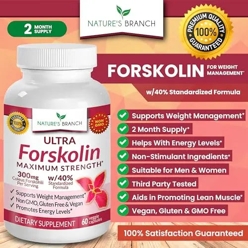 Premium 100% Ultra Pure Forskolin for Weight Loss Max Strength w/ 40% Standardized Nature's Branch Au supplements