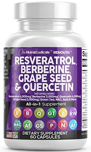 Resveratrol 6000mg Berberine 3000mg Grape Seed Extract 3000mg Clean Nutraceuticals Au supplements