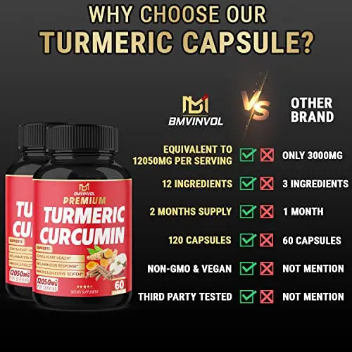(2 Packs) Premium Turmeric Curcumin Supplement 12050mg with Ginger, Apple Cider Vinegar BMVINVOL Au supplements