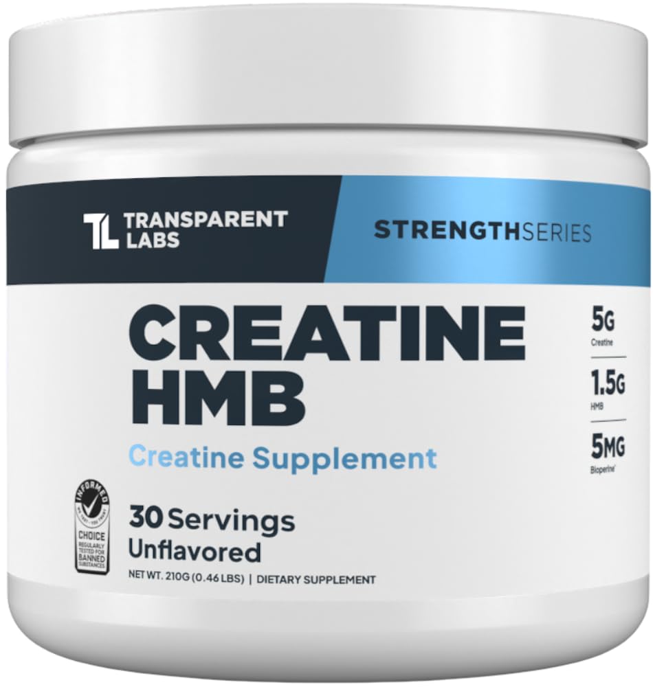 Transparent Labs Creatine HMB - Creatine Monohydrate Powder with HMB for Muscle Growth, Increased Strength, Enhanced Energy Output