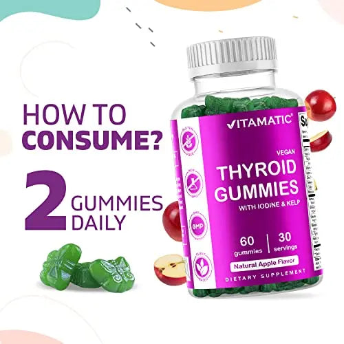Vitamatic 2 Pack Vegan Thyroid Support Gummies with Iodine & Kelp - 60 Count Vitamatic Au supplements
