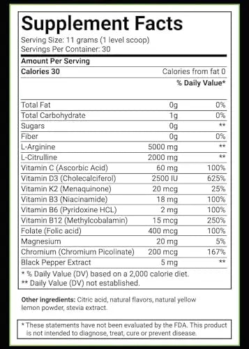 BlueEarth Company L-Arginine 5000mg + L-Citrulline Complex Powder Supplement Drink BlueEarth Company Au supplements