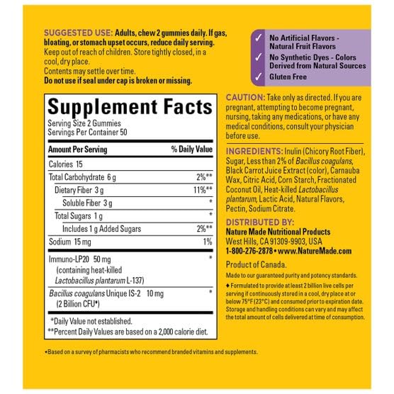 Nature Made Triple Action Biotic Gummy, 100 Gummies, Combined Prebiotic, Probiotic and PostBiotic, 50 Day Supply Nature Made Au supplements