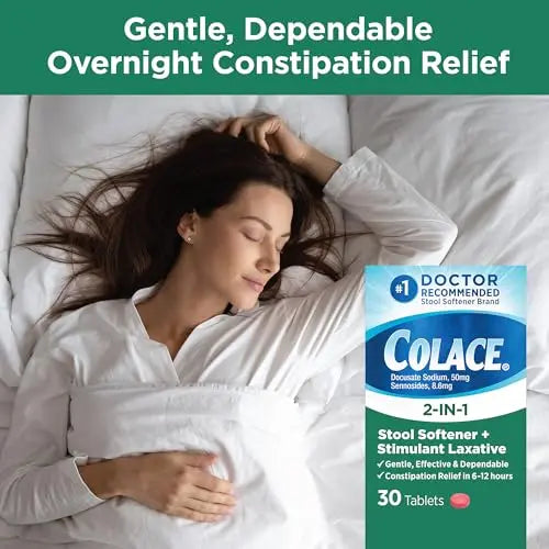 Colace 2-In-1 Stool Softener & Stimulant Laxative Tablets, Gentle Constipation Relief in 6-12 Hours Colace Au supplements