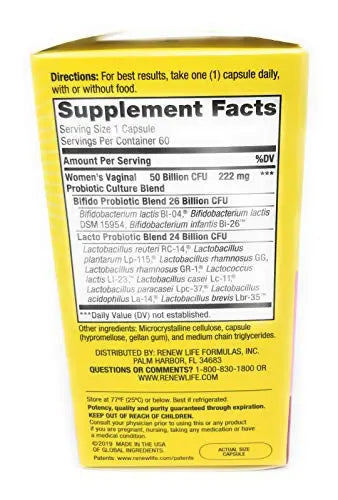 RENEW LIFE Ultimate Flora Vaginal Probiotic 50 Billion, 60 CT Renew Life Au supplements