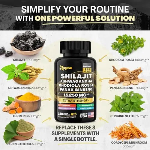 Zoyava Shilajit 9000MG Radiant Health Blend Ashwagandha 2000MG Rhodiola Rosea Zoyava Au supplements