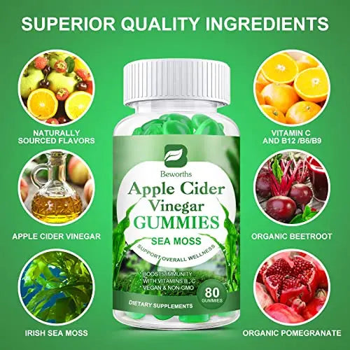 B BEWORTHS Apple Cider Vinegar & Sea Moss Gummies, Organic ACV Gummies B BEWORTHS Au supplements
