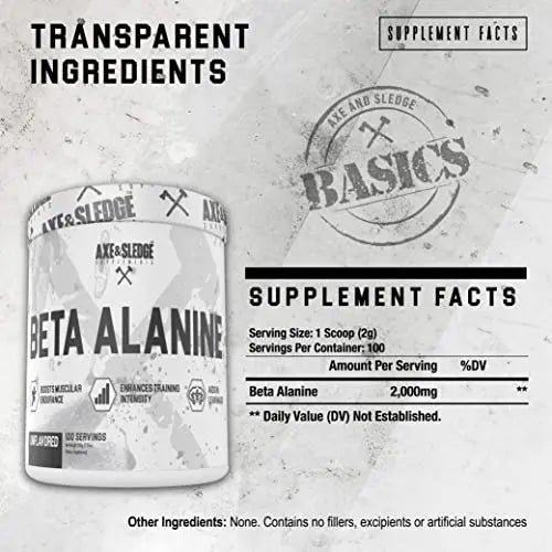 Axe & Sledge Supplements Beta Alanine Basics Powder, Supports Endurance, Performance Axe & Sledge Au supplements