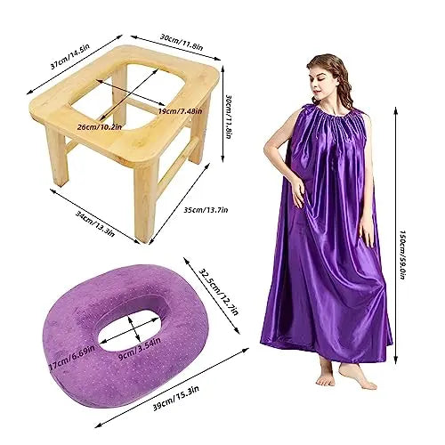 ElasignShopo Yoni Seat Kit, Wooden Vaginial Steaming Stool Chair Set with Gown for Feminine ElasignShopo Au supplements