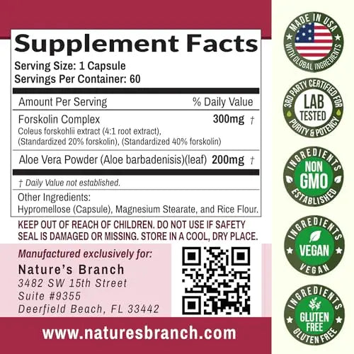 Premium 100% Ultra Pure Forskolin for Weight Loss Max Strength w/ 40% Standardized Nature's Branch Au supplements